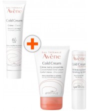 Avène Cold Cream Комплект - Подхранващ крем, Kрем за ръце и Стик за устни, 40 + 50 ml + 4 g