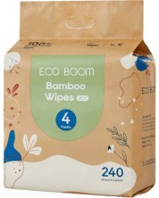 Бамбукови мокри кърпички Eco Boom - Joy, 16 х 20 cm, 240 броя