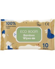 Бамбукови мокри кърпички Eco Boom - Joy, 16 х 20 cm, 10 броя