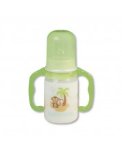 Пластмасово шише с дръжки Baby Nova РР - 125 ml, зелено