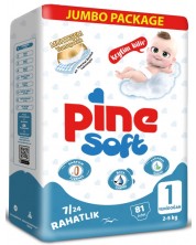 Бебешки пелени Pine Soft - Newborn 1, 81 броя -1