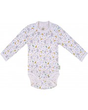 Бебешко боди Bio Baby - Органичен памук, 74 cm, 6-9 месеца, сиво-жълто -1
