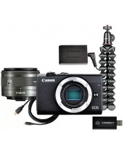 Безогледален фотоапарат Canon - EOS M200 Streaming kit, черен