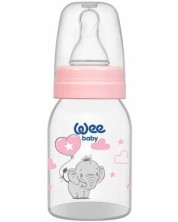 Бебешко шише Wee Baby Classic - 125 ml, розово със слонче -1