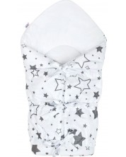 Бебешка пелена за изписване New Baby - Звезди, 70 х 70 cm, бяло и сиво -1