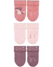 Бебешки чорапи Sterntaler - С лисиче, 13/14 размер, 3 чифта, розови