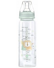 Бебешко стъклено шише KikkaBoo Savanna - 240 ml, мента -1