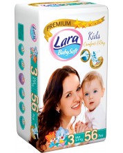 Бебешки пелени Lara Premium - Midi,  5-9 kg, 56 броя
