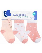 Бебешки чорапи с 3D уши KikkaBoo - Rabbits in Love, 6-12 месеца, 3 чифта