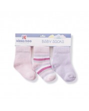 Бебешки чорапи KikkaBoo Stripes - Памучни, 1-2 години, лилави -1