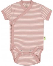 Бебешко боди на райе Bio Baby - Органичен памук, 62 сm, 3-4 месеца, розово
