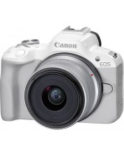 Безогледален фотоапарат Canon - EOS R50, RF-S 18-45mm, f/4.5-6.3 IS STM, бял -1