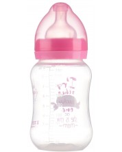 Бебешко шише с широко гърло Zizito - Little Angel, PP, 250 ml, розово -1