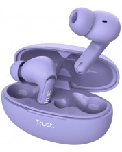 Безжични слушалки Trust - Yavi Earbuds, TWS, ENC, лилави -1