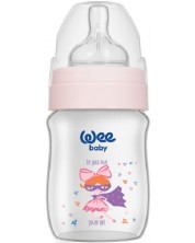 Бебешко шише Wee Baby Classic Plus, PP, 150 ml, розово с момиче -1