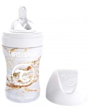 Бебешко шише Twistshake - Мраморно бяло, неръждаема стомана, 260 ml