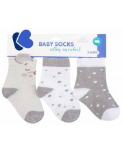 Бебешки чорапи с 3D уши KikkaBoo - Joyful Mice, 0-6 месеца, 3 чифта