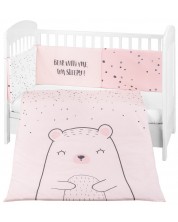Бебешки спален комплект от 2 части KikkaBoo - Bear with me Pink, 60 х 120 cm -1