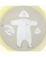 Бебешки комплект For Babies - Зайче, 4 части, 0-1 месеца -1