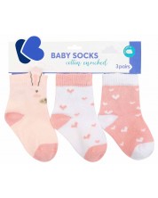 Бебешки чорапи с 3D уши KikkaBoo - Rabbits in Love, 0-6 месеца, 3 чифта