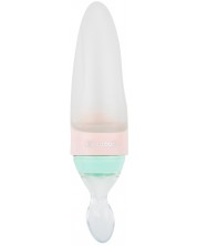 Бебешко силиконово шише KikkaBoo Comet - 90 ml, с лъжичка, розово