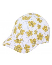 Бейзболна шапка с UV 50+ защита Sterntaler - С цветя, 53 cm, 2-4 години, бяла -1