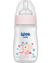 Бебешко шише Wee Baby Classic Plus, 250 ml, розов динозавър