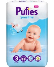 Бебешки пелени Pufies Sensitive 3, 66 броя