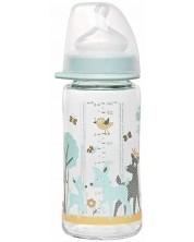 Бебешко стъклено шише NIP - Flow M, 0 м+, 240 ml, boy  -1