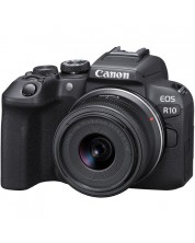 Безогледален фотоапарат Canon - EOS R10, 18-45mm STM, Black + Адаптер Canon EF-EOS R -1