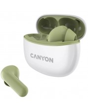 Безжични слушалки Canyon - TWS5, бели/зелени -1