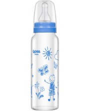 Бебешко шише от топлоустойчиво стъкло Wee Baby Classic, 180 ml, синьо -1