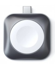 Безжично зарядно Satechi - Magnetic, USB-C, Apple Watch, 5W, сиво