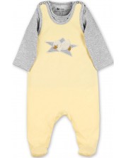 Бебешки гащеризон и блузка Sterntaler - С пате, 56 cm, 3-4 месеца, жълт -1