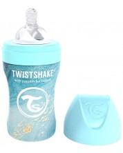 Бебешко шише Twistshake - Мраморно синьо, неръждаема стомана, 260 ml -1
