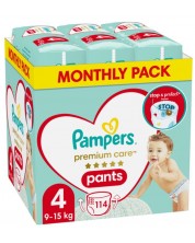 Бебешки пелени гащи Pampers Premium Care - Monthly pack, size 4, 114 броя