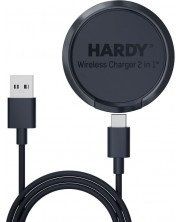 Безжично зарядно 3mk - Hardy Wireless Charger 2 в 1, 15W, черно -1