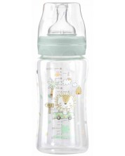 Бебешко стъклено шише KikkaBoo Jungle King - 240 ml, мента -1