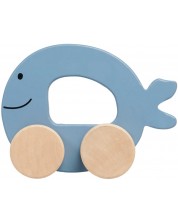 Бебешка дървена играчка Jollein - Количка, Sea Animal Blue