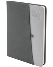 Бележник Spree Canberra - С джоб за GSM и химикалка, 168 листа, графит, 2024