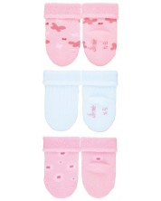 Бебешки хавлиени чорапи за момиче Sterntaler - 15/16 размер, 4-6 месеца, 3 чифта -1