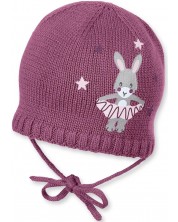 Бебешка плетена шапка Sterntaler - Със зайче, 51 cm, 18-24 месеца, тъмнорозова