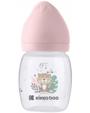 Бебешко шише с широко гърло KikkaBoo Clouds - Savanna, 180 ml, Pink -1