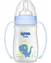 Бебешко шише с дръжки Wee Baby Classic Plus, PP, 150 ml, синьо с динозавър