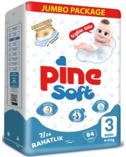 Бебешки пелени Pine Soft - Midi 3, 84 броя -1