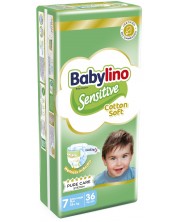 Бебешки пелени Babylino - Sensitive, Cotton Soft, VP, размер 7, 15+ kg, 36 броя