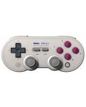 Безжичен контролер 8BitDo - SN30 Pro, Hall Effect Edition, G Classic, бял (Nintendo Switch/PC)