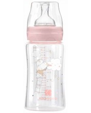 Бебешко стъклено шише KikkaBoo Hippo Dreams - 240 ml,  розово