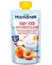 Бебешко пюре Hamanek - Пауч с кайсии и кварк, 120 g -1