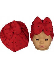 Бебешка шапка тип тюрбан NewWorld - Червена на звездички -1